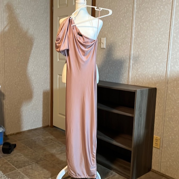 Naked Wardrobe asymmetrical maxi satin dress - Picture 1 of 5
